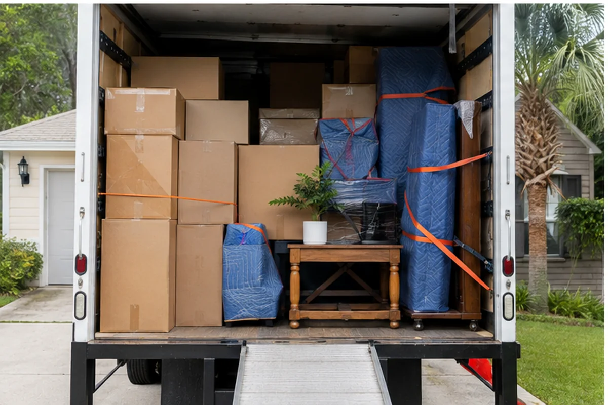 Organized moving truck load representing Jacksonville moving cost factors
